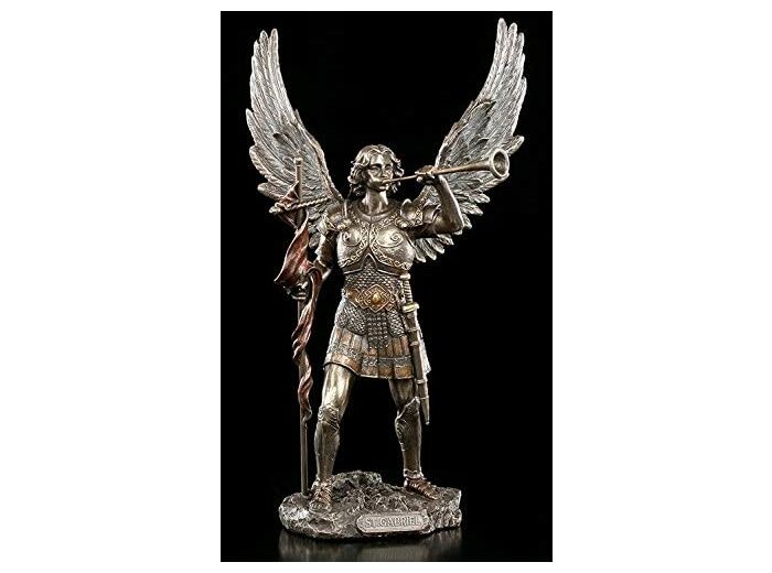 Permet de souffler trompette erzengel sammel figurine ange avec croix bronzé