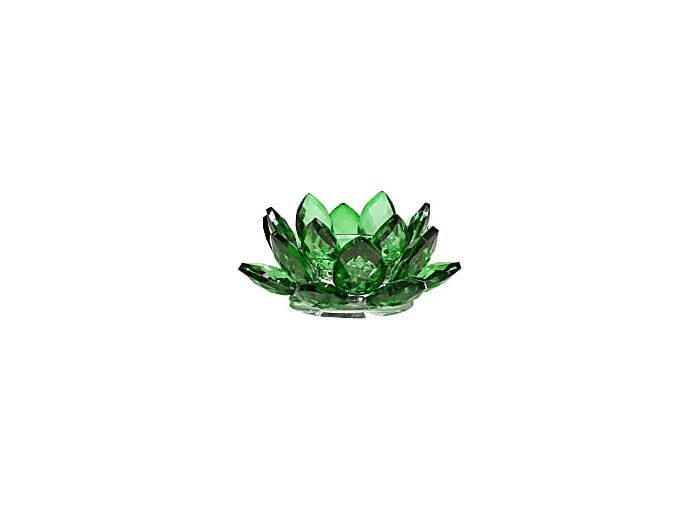 Claraline : Bougeoir Lotus cristal vert