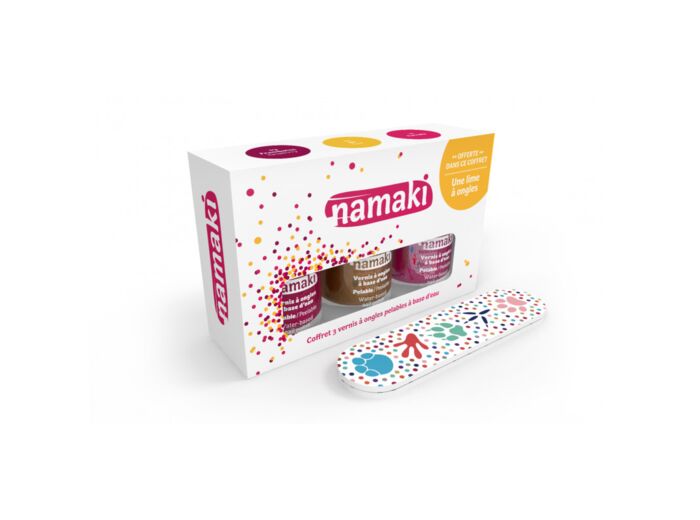 Namaki - Coffret 3 vernis (Framboise Or Fuschia) + lime à o - NA110902