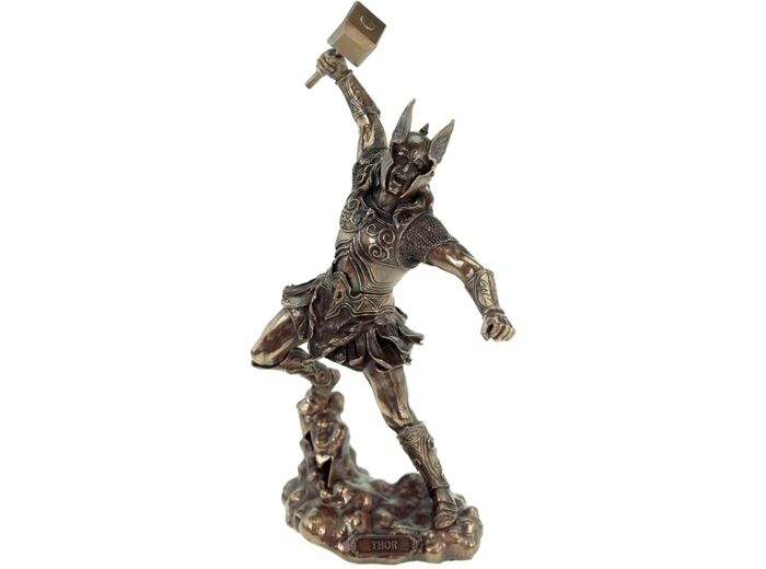 Statuette du dieu du tonnerre Thor en bronze