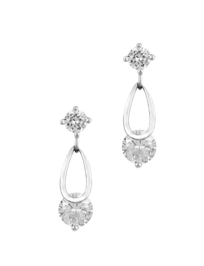 BOUCLES D'OREILLES EN ARGENT GOUTTE ET SOLITAIRE PENDANTS