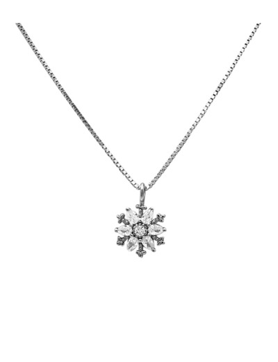 COLLIER EN ARGENT PENDENTIF FLOCON DE NEIGE AVEC PIERRES