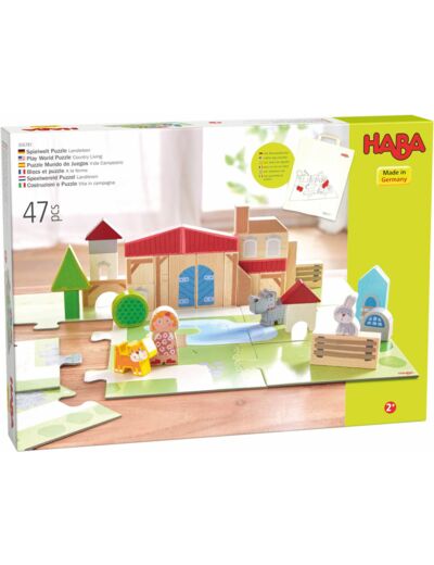 Haba jeu de construction blocs et puzzle à la ferme