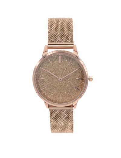 Montre Venizi rosée avec paillettes maille milanaise