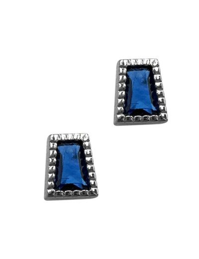 BOUCLES D'OREILLES EN ARGENT TRAPEZE BLEU