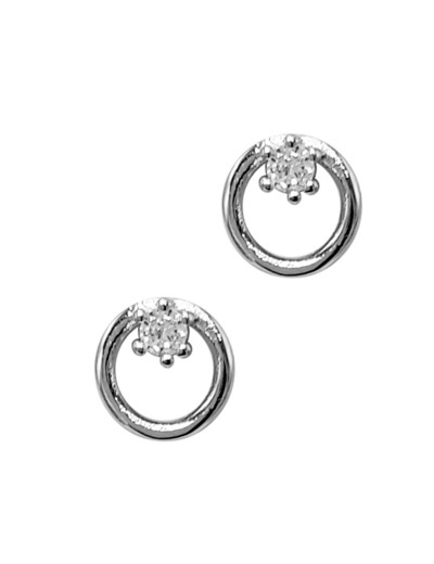 BOUCLES D'OREILLES EN ARGENT CERCLE ET SOLITAIRE