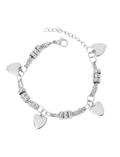 BRACELET EN ACIER COEURS PENDANTS