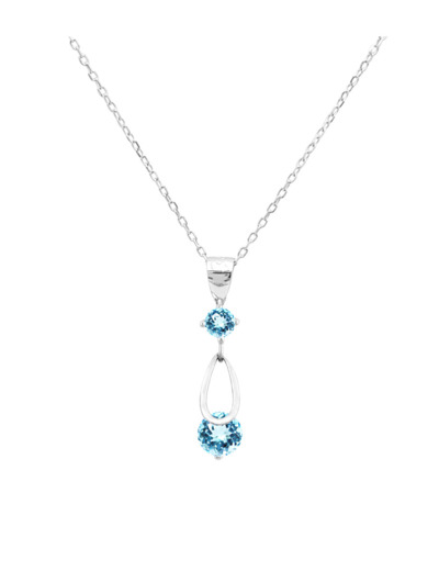 COLLIER EN ARGENT GOUTTE ET SOLITAIRE BLEU TURQUOISE