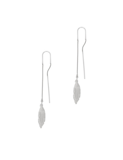 BOUCLES D'OREILLES EN ARGENT PLUMES PENDANTES