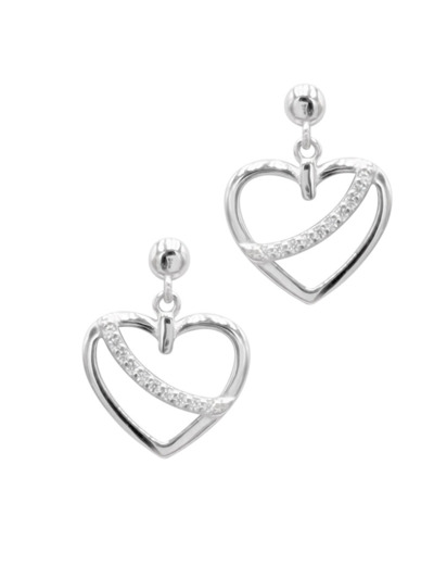 BOUCLES D'OREILLES EN ARGENT COEUR PENDANT