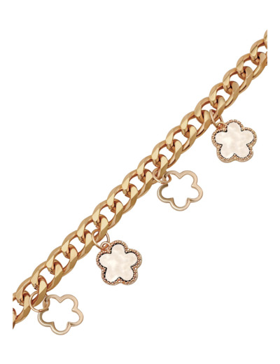 BRACELET DORE FLEUR AVEC NACRE BLANCHE