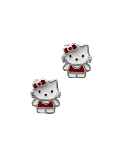 BOUCLES D'OREILLES ENFANT EN ARGENT HELLO KITTY