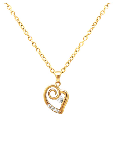 COLLIER EN PLAQUE OR PENDENTIF COEUR AVEC ZIRCONIUM