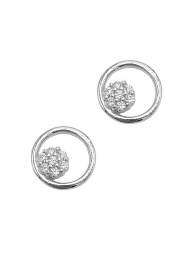 BOUCLES D'OREILLES EN ARGENT CERCLE ET PIERRES