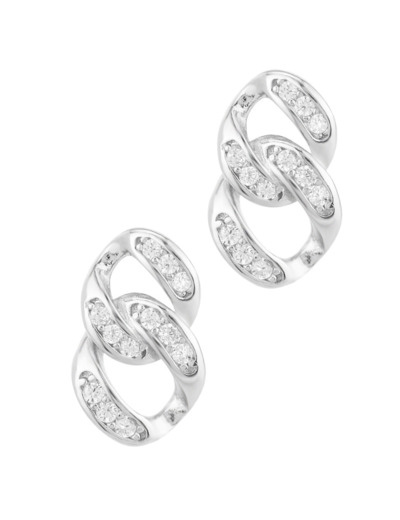 BOUCLES D'OREILLES EN ARGENT 2 CERCLES AVEC PIERRES