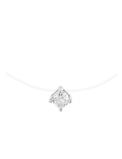 COLLIER EN ARGENT FIL DE NYLON SOLITAIRE