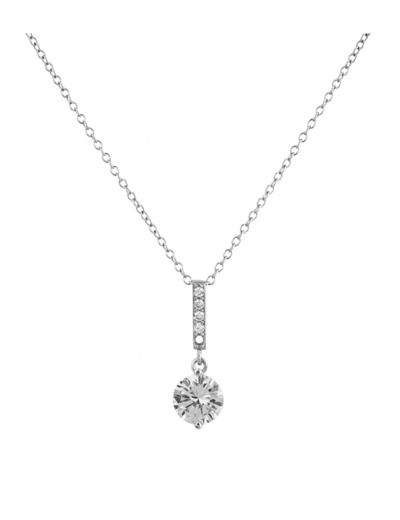 COLLIER EN ARGENT BARRE AVEC PIERRES ET SOLITAIRE