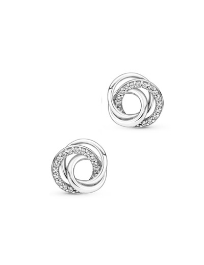 BOUCLES D'OREILLES EN ARGENT 3 CERCLES ET PIERRES