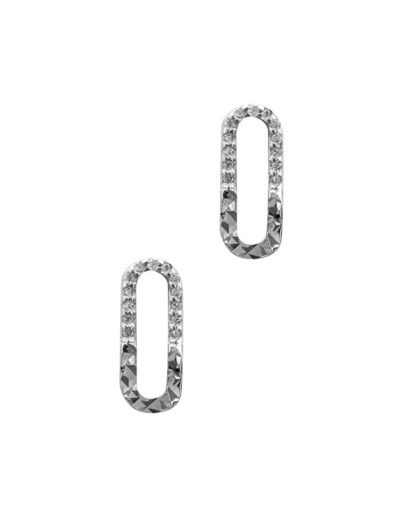 BOUCLES D'OREILLES EN ARGENT RECTANGLE ARRONDI AVEC PIERRES