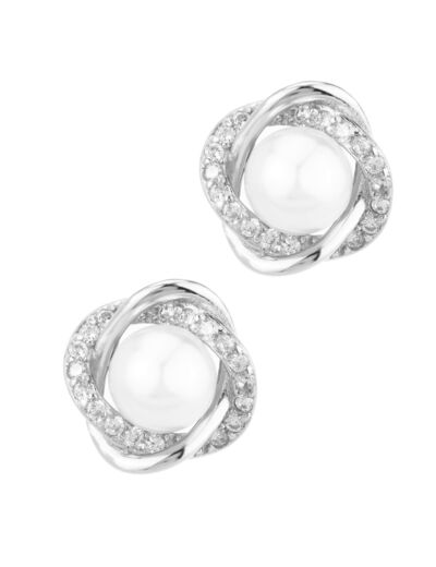 BOUCLES D'OREILLES EN ARGENT FLEUR AVEC PIERRES ET PERLE