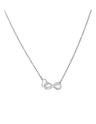 COLLIER EN ACIER COEUR ET INFINI AVEC STRASS