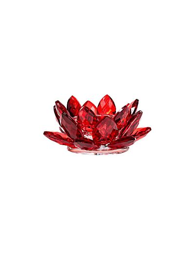 Claraline : Bougeoir Lotus cristal rouge
