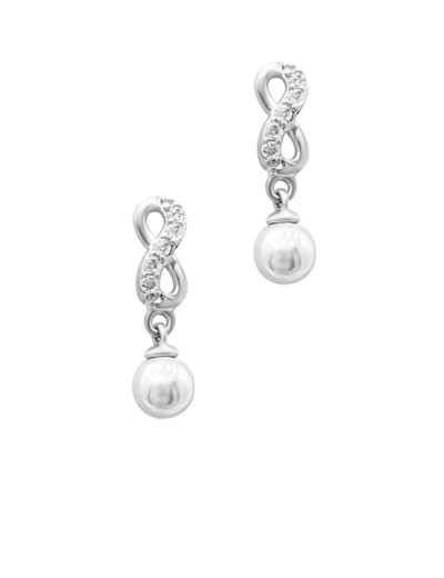 BOUCLES D'OREILLES EN ARGENT INFINI AVEC ZIRCONIUM ET PERLE