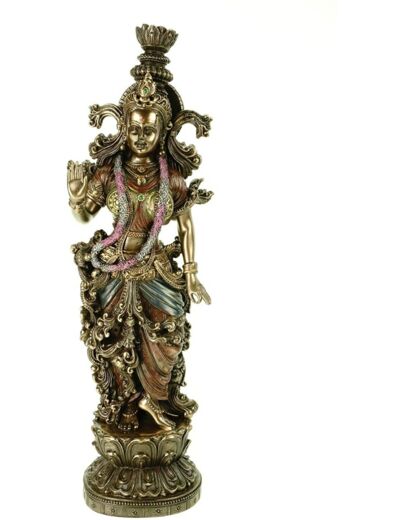 Statuette Véronese Dieu indien Radha - Contenant éternel et amoureux Krishnas - Sculpture bronze 37 cm