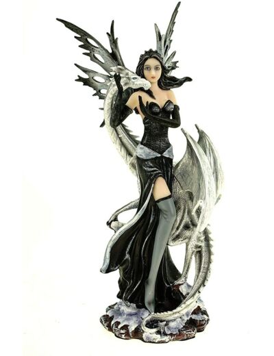 Vogler Figurine de fée Alba aux cheveux noirs et blancs 27 cm
