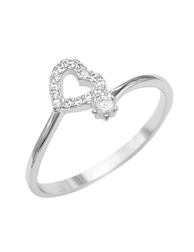 BAGUE EN ARGENT COEUR AVEC PIERRES