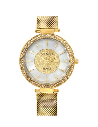 Montre Venizi dorée avec paillettes et strass