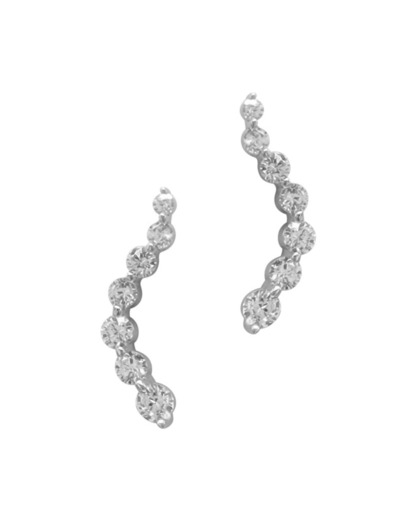 BOUCLES D'OREILLES EN ARGENT LIGNE ONDULEE AVEC PIERRES