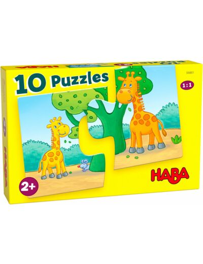 Haba 10 puzzels 2 stukken wilde dieren