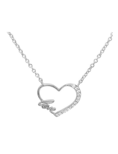 COLLIER EN ARGENT COEUR LOVE ET PIERRES