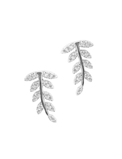 BOUCLES D'OREILLES EN ARGENT FEUILLES AVEC PIERRES