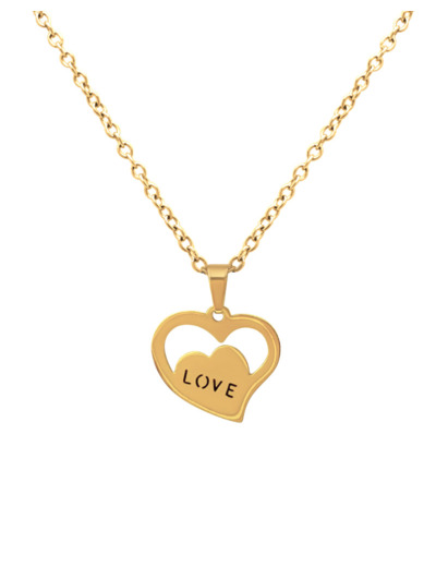 COLLIER EN ACIER PENDENTIF COEUR AVEC LOVE