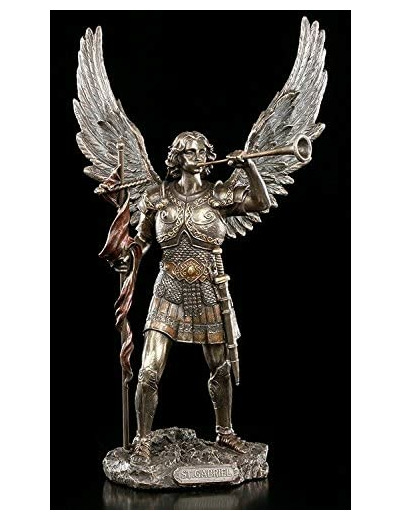 Permet de souffler trompette erzengel sammel figurine ange avec croix bronzé