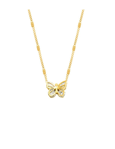 COLLIER EN ACIER DORE PAPILLON AVEC PIERRES