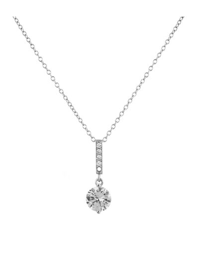 COLLIER EN ARGENT BARRE AVEC PIERRES ET SOLITAIRE