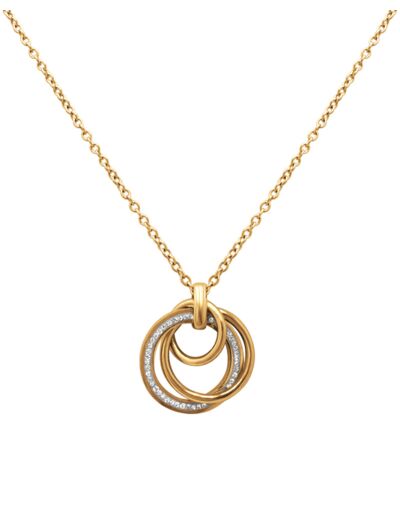 COLLIER EN ACIER DORE 3 CERCLES AVEC STRASS