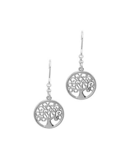 BOUCLES D'OREILLES EN ARGENT ARBRE DE VIE PENDANT