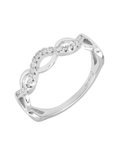 BAGUE EN ARGENT VAGUES CROISEES ET PIERRES