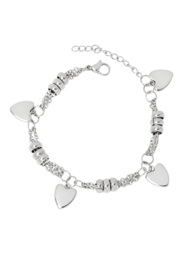 BRACELET EN ACIER COEURS PENDANTS