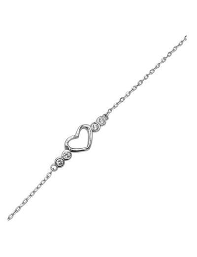 BRACELET EN ARGENT COEUR ET PIERRES