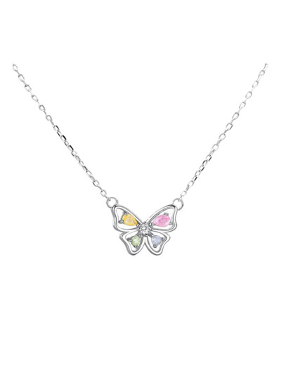 COLLIER EN ARGENT PAPILLON MULTICOLORE