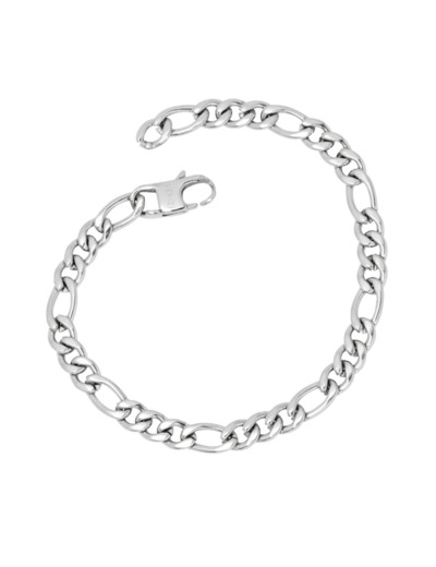 BRACELET EN ACIER MAILLE FIGARO 6 MM