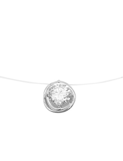 COLLIER EN ARGENT FIL DE NYLON SOLITAIRE