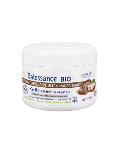 NATESS Masque capillaire ultra nourrissant-karité bio & kératine végétale 200 ml