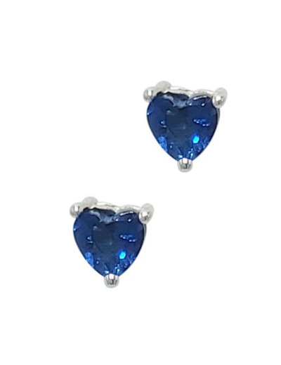 BOUCLES D'OREILLES EN ARGENT COEUR BLEU