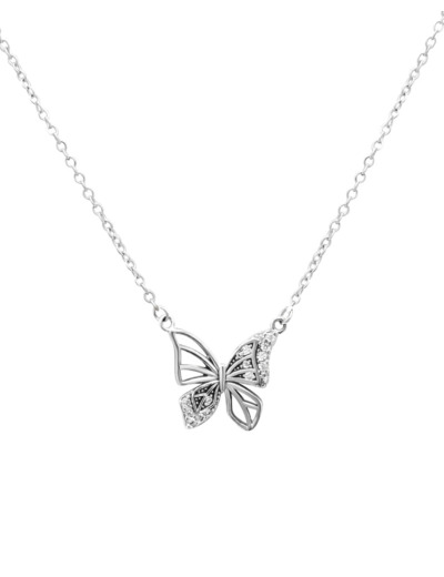 COLLIER EN ARGENT MOTIF PAPILLON AVEC ZIRCONIUM